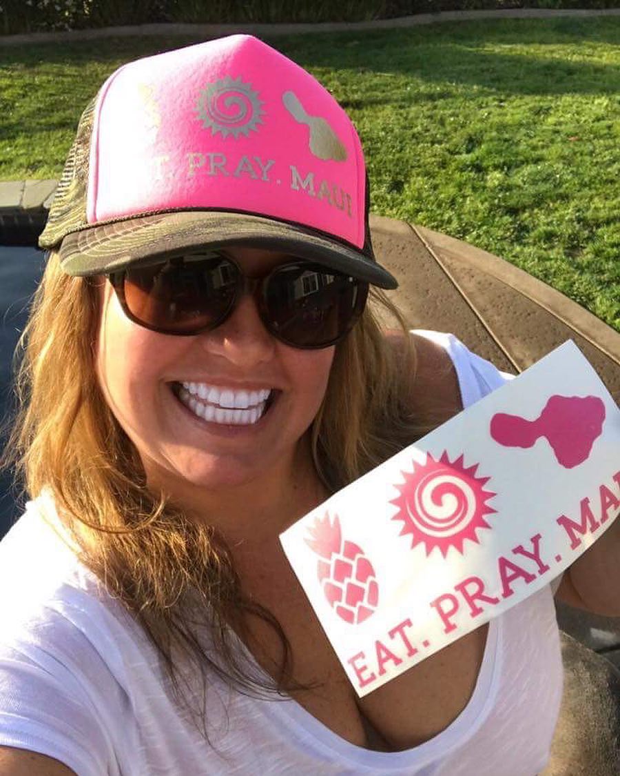 EAT PRAY MAUI 7" Vinyl Decal Sticker - Pink