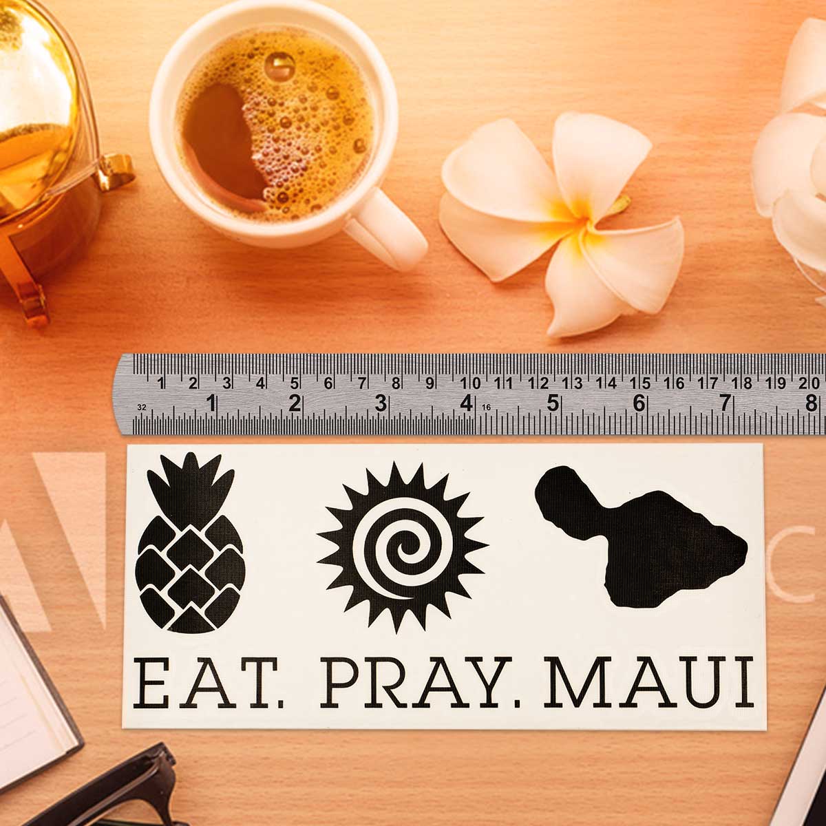 EAT PRAY MAUI 7" Vinyl Decal Sticker - Black