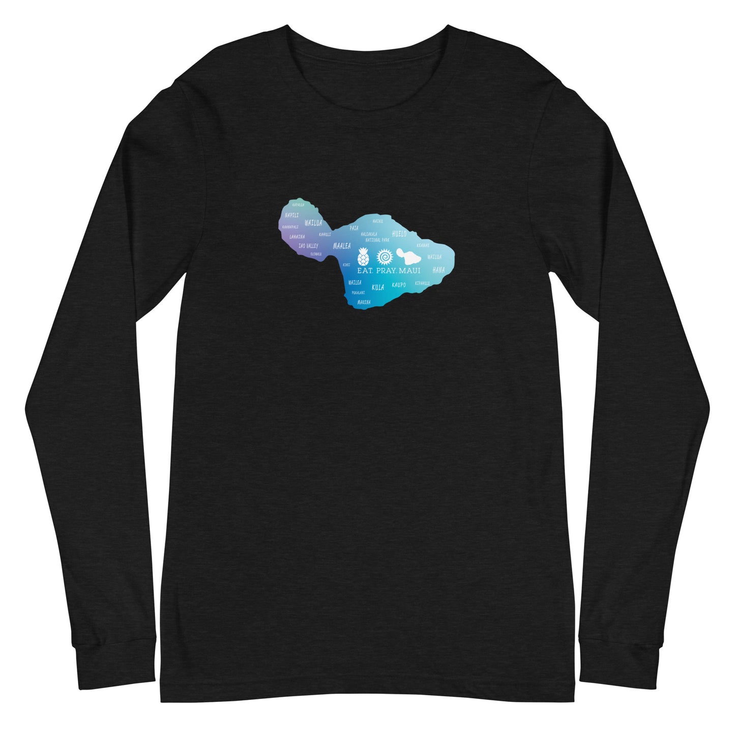ユニセックス長袖Tシャツ ブルーマウイマップ