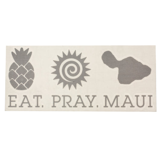 EAT PRAY MAUI 7" Vinyl Decal Sticker - Silver