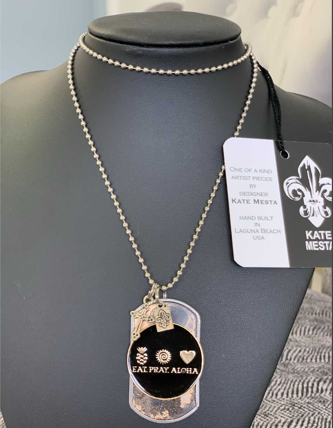 Cross Charm Dog Tag - Custom Made by Kate Mesta
