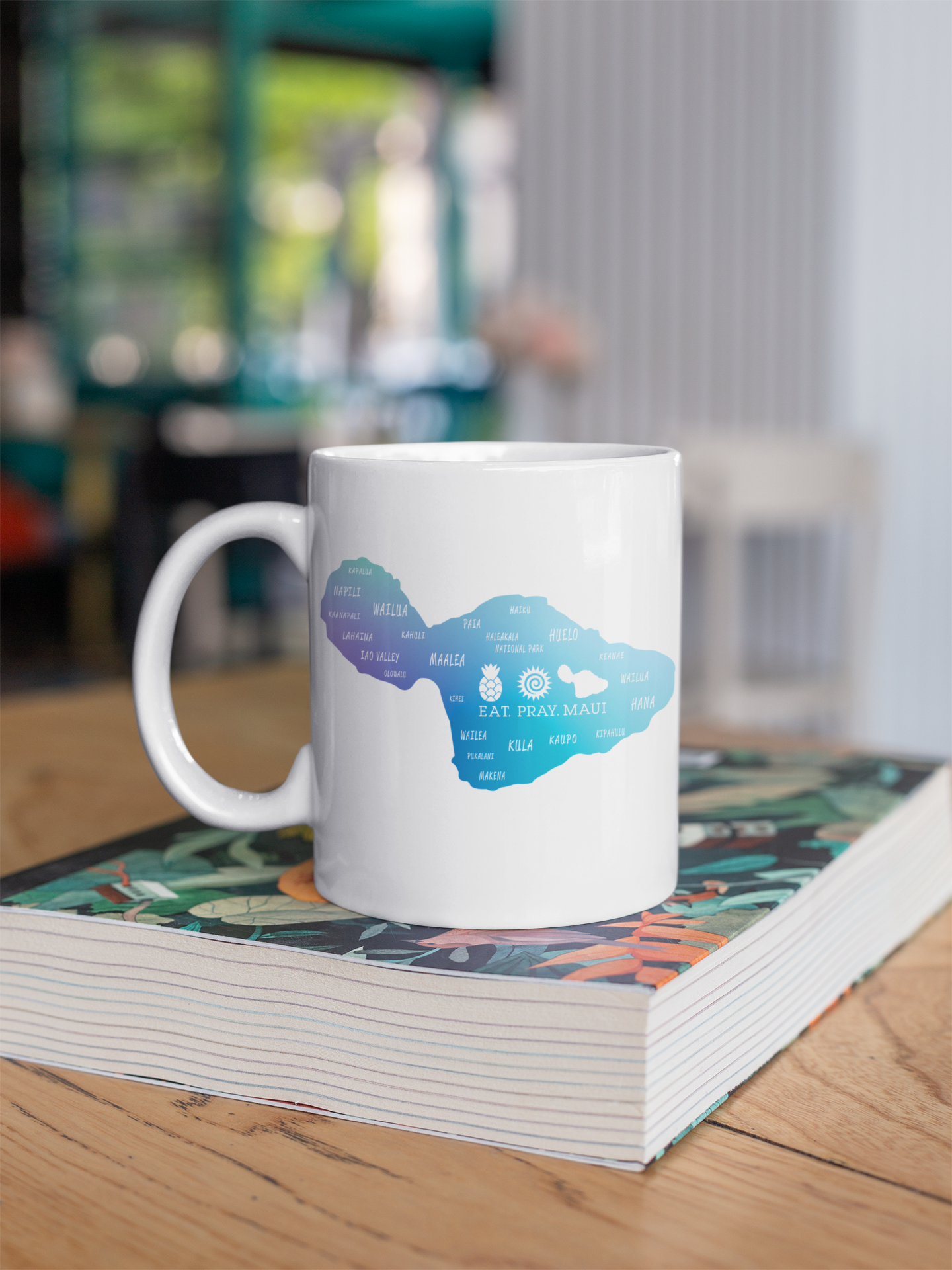 White glossy mug - Maui Map Design