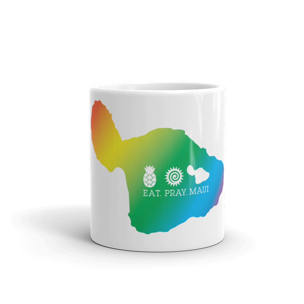 White glossy mug - Maui Rainbow