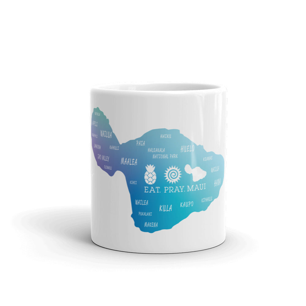 White glossy mug - Maui Map Design