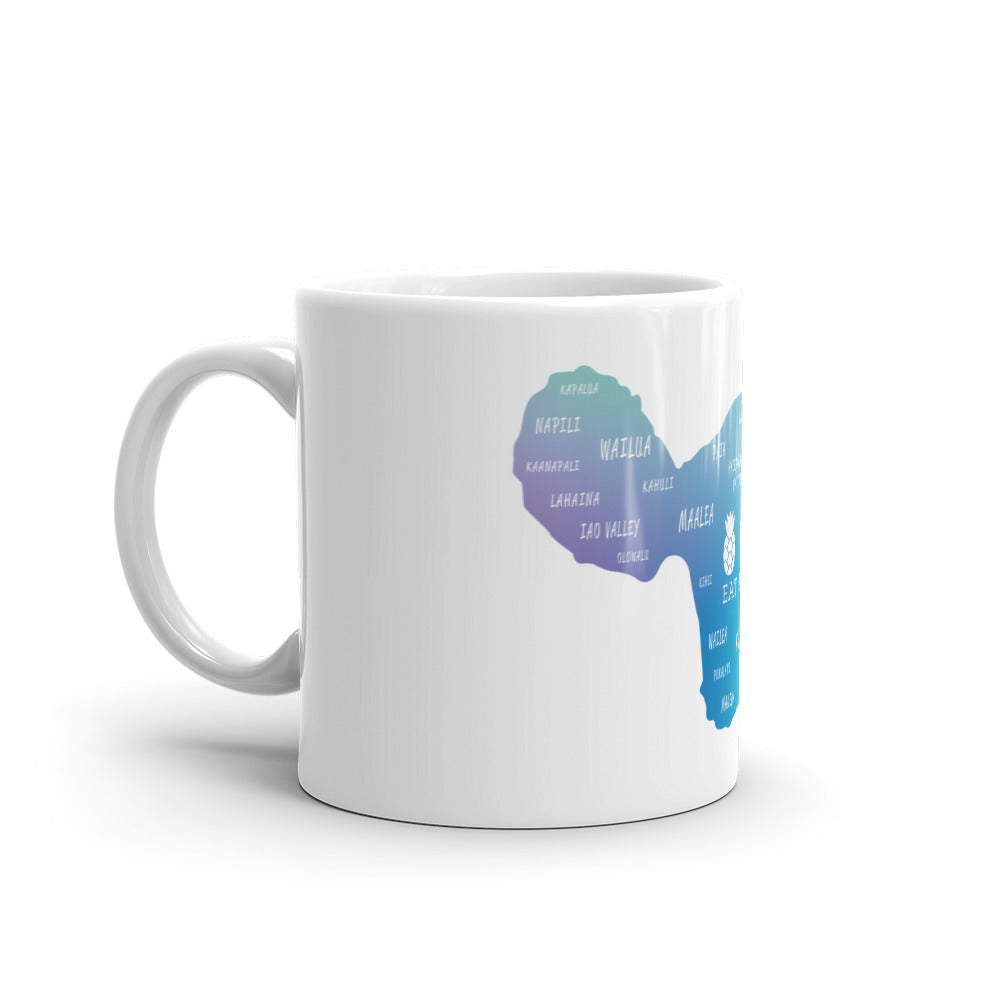 White glossy mug - Maui Map Design
