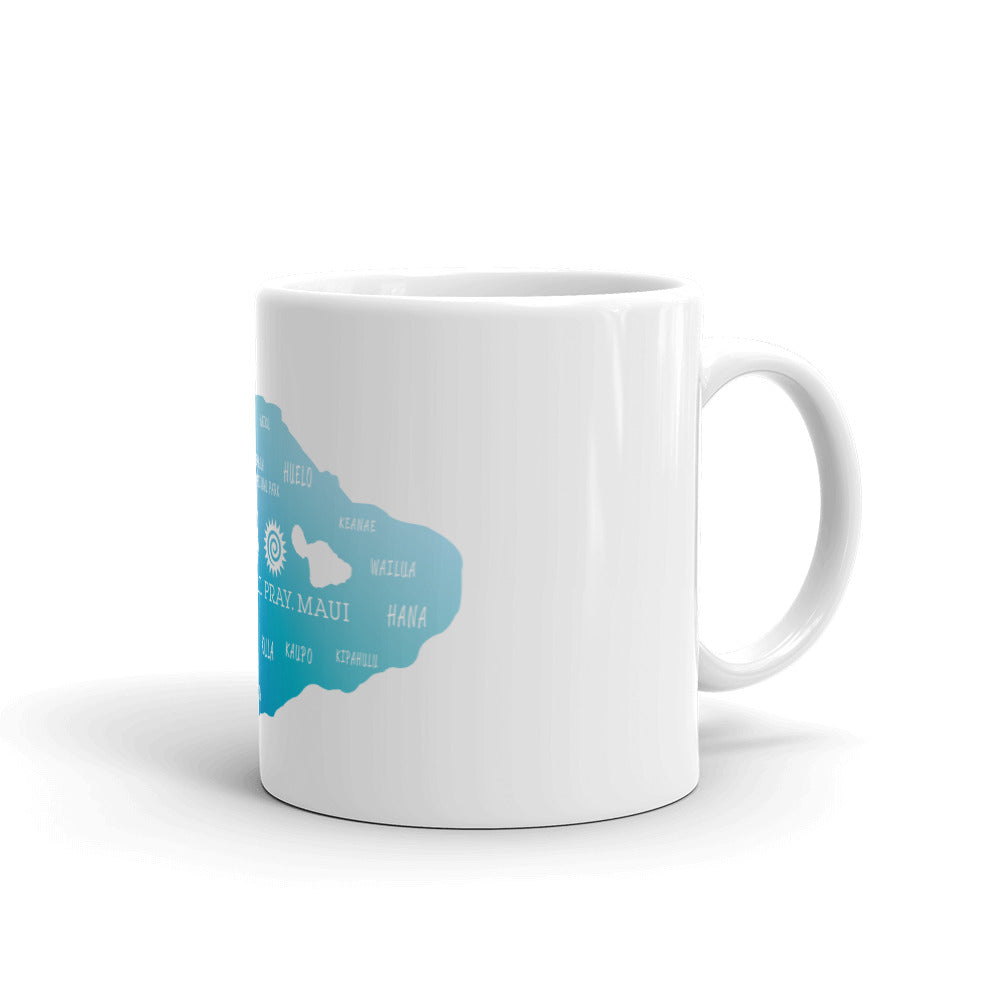 White glossy mug - Maui Map Design