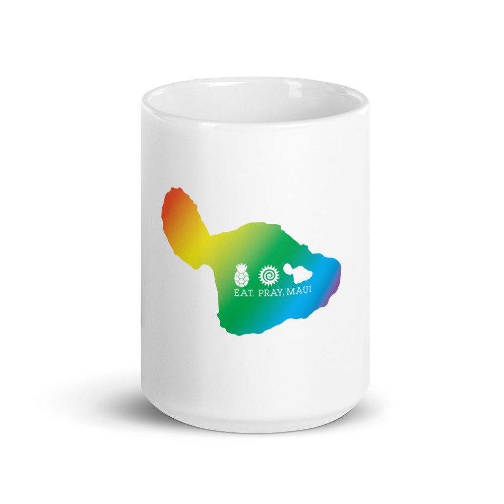 White glossy mug - Maui Rainbow