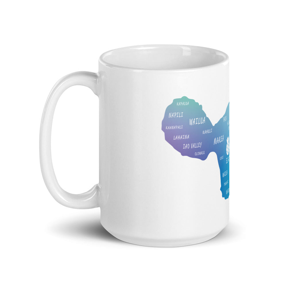 White glossy mug - Maui Map Design