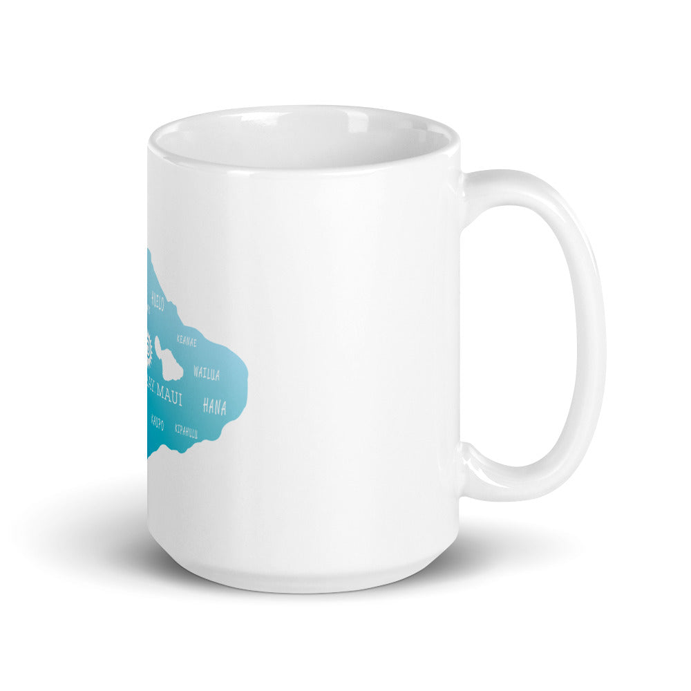White glossy mug - Maui Map Design
