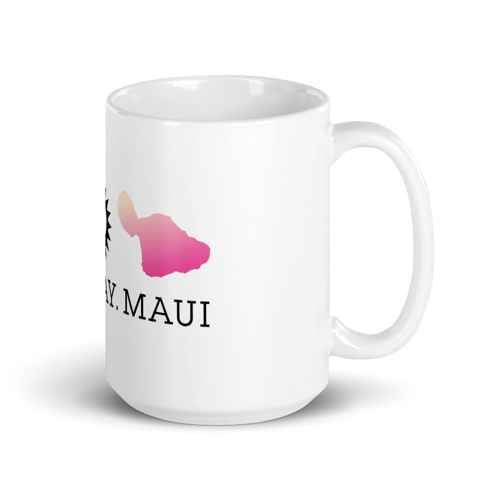 White glossy mug - Pink Maui Color